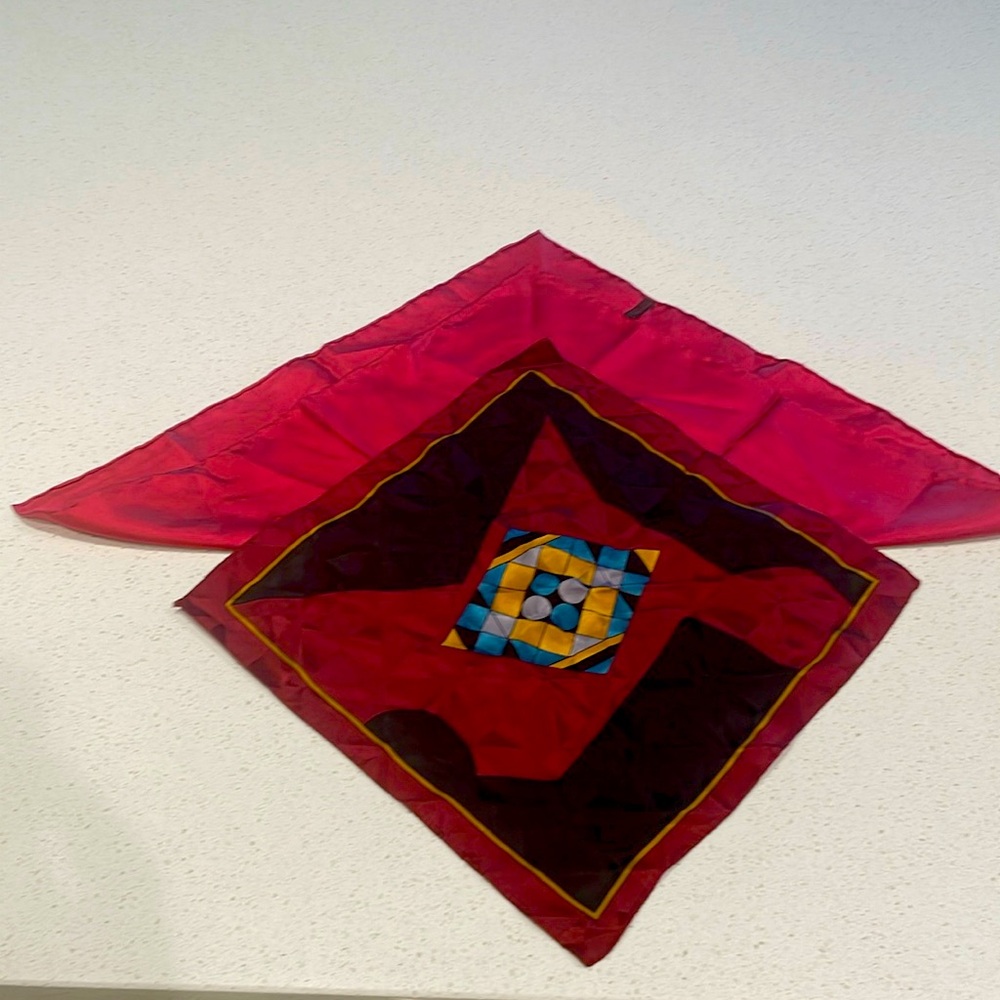 Two - Hand rolled, Silk Pocket Squares.